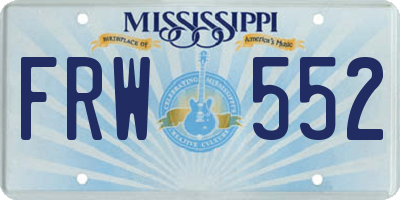 MS license plate FRW552
