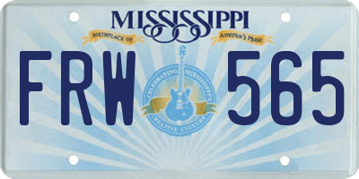MS license plate FRW565