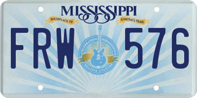 MS license plate FRW576
