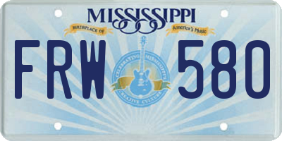 MS license plate FRW580