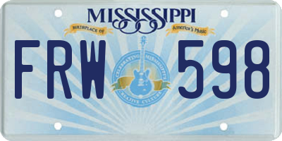MS license plate FRW598