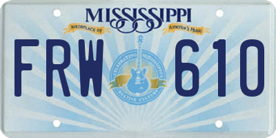 MS license plate FRW610