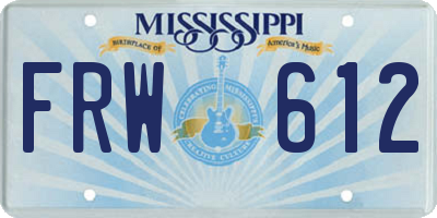 MS license plate FRW612