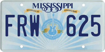 MS license plate FRW625