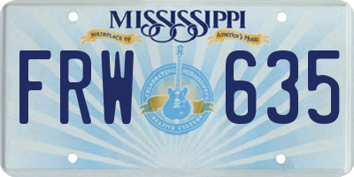 MS license plate FRW635