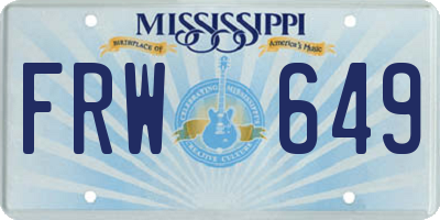 MS license plate FRW649
