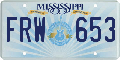 MS license plate FRW653