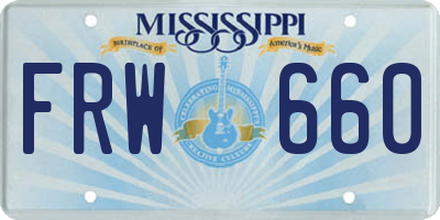 MS license plate FRW660