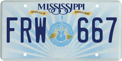 MS license plate FRW667