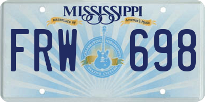 MS license plate FRW698