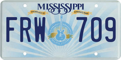 MS license plate FRW709