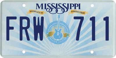MS license plate FRW711
