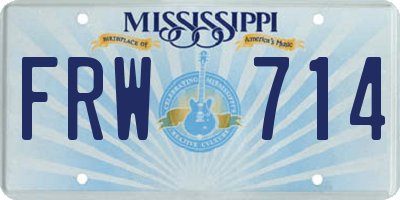 MS license plate FRW714