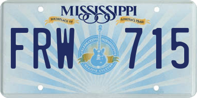 MS license plate FRW715