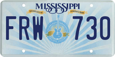 MS license plate FRW730