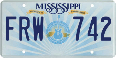 MS license plate FRW742