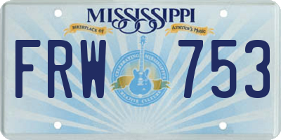 MS license plate FRW753