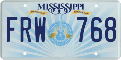 MS license plate FRW768