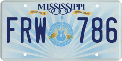 MS license plate FRW786