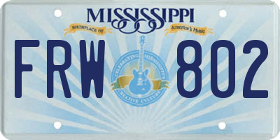 MS license plate FRW802