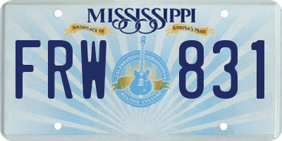 MS license plate FRW831
