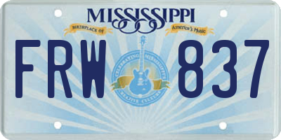 MS license plate FRW837