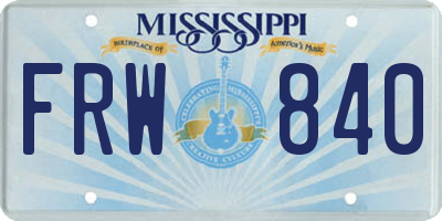 MS license plate FRW840