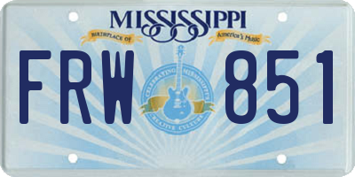 MS license plate FRW851