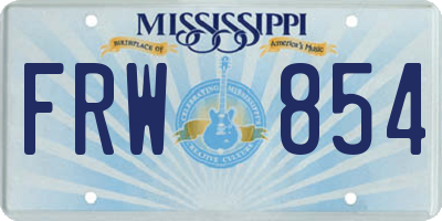 MS license plate FRW854