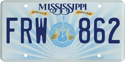 MS license plate FRW862