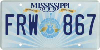 MS license plate FRW867