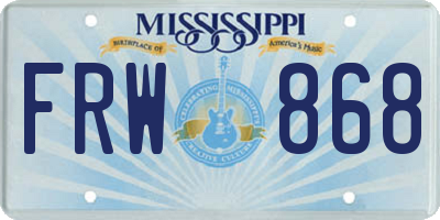 MS license plate FRW868