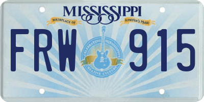 MS license plate FRW915