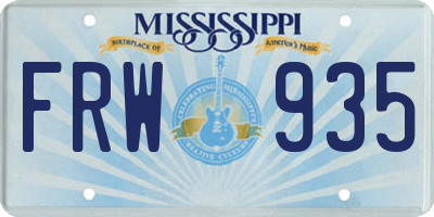MS license plate FRW935