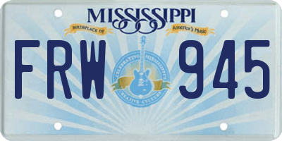 MS license plate FRW945