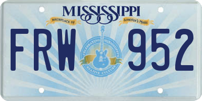 MS license plate FRW952