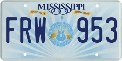 MS license plate FRW953