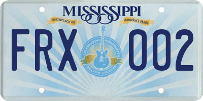 MS license plate FRX002