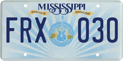 MS license plate FRX030