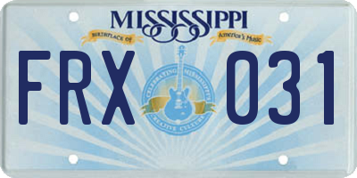 MS license plate FRX031