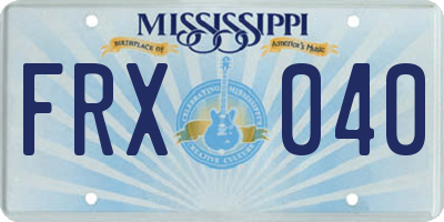 MS license plate FRX040