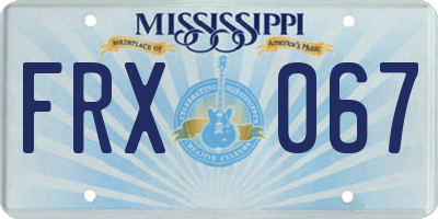 MS license plate FRX067