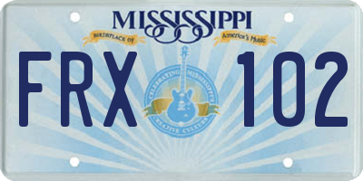MS license plate FRX102