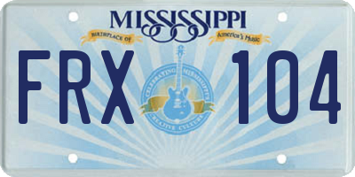 MS license plate FRX104