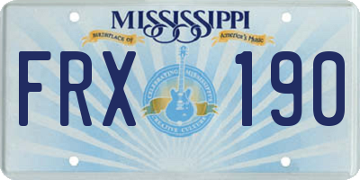 MS license plate FRX190