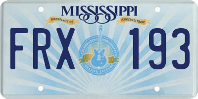 MS license plate FRX193