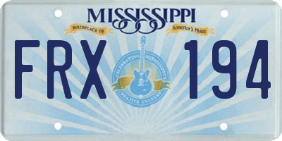 MS license plate FRX194