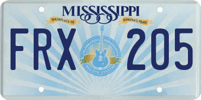 MS license plate FRX205