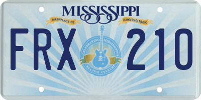 MS license plate FRX210