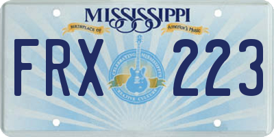 MS license plate FRX223